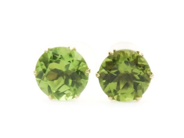 画像1: K18YG ペリドット 計2.0ct スタッドピアス 一粒ピアス 大粒 PERIDOT 18金  (1)