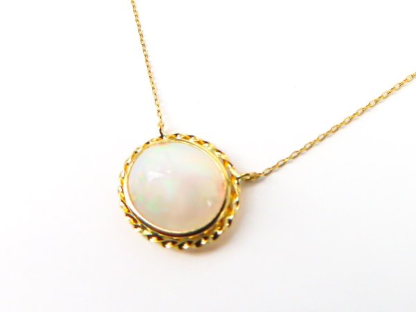 画像1: K18YG(18金イエローゴールド) オパール1.2ct ネックレス オパールペンダント アンティーク風B Opal Pendant (1)