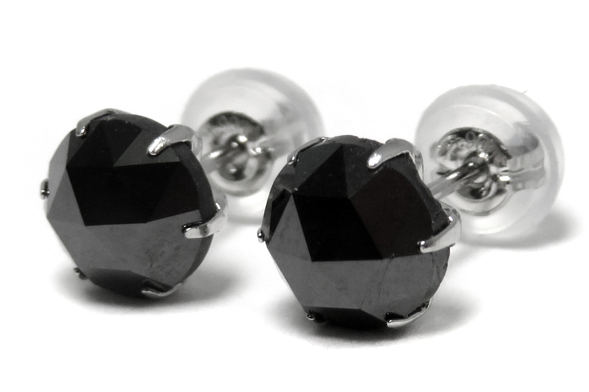新品 PT900 ブラックダイヤモンド プラチナピアス 刻印あり上質日本製 ペア